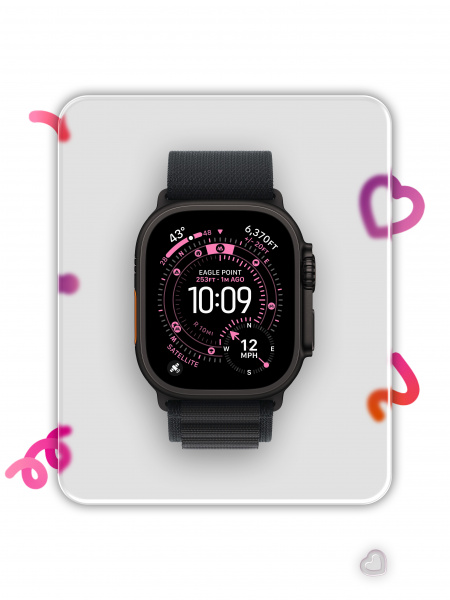 Apple Watch Ultra 3, 49 мм, Black Titanium Black Alpine Loop M
