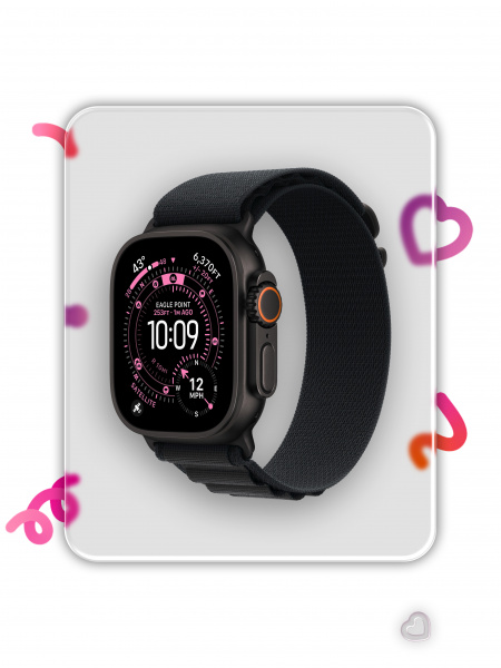 Apple Watch Ultra 3, 49 мм, Black Titanium Black Alpine Loop M